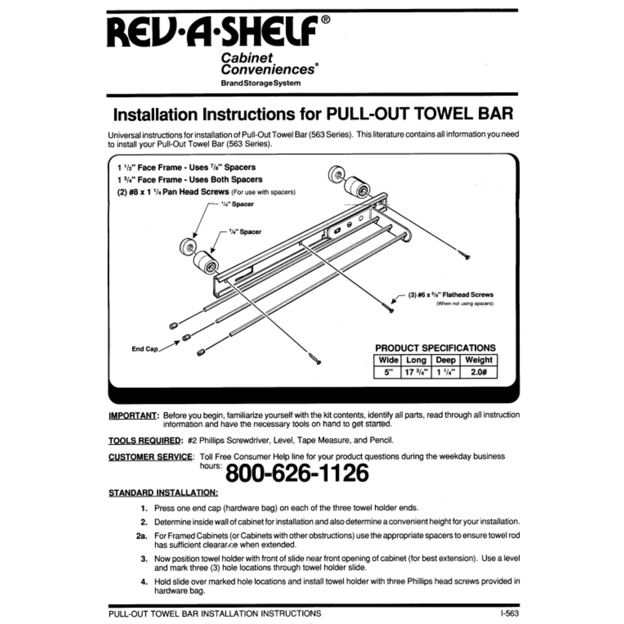 RevAShelf 3 Prong Towel Bar Pull Out Chrome 56347 C